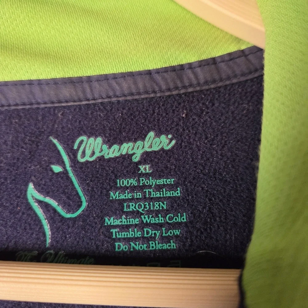 Wrangler Mens Vest XL Full Zip Pockets Lined Jacket Outerwear Navy Green